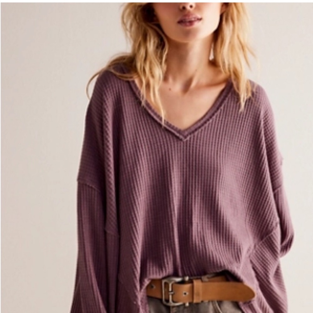 We the Free Coraline Waffle Knit V-Neck Long Sleeve Thermal